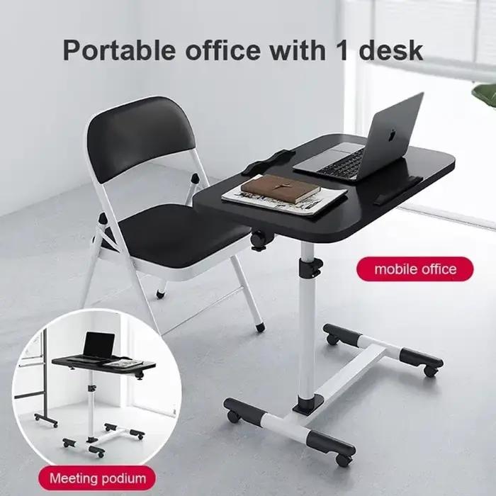 Bureau de chevet, bureau pour ordinateur portable avec tiroirs, 360 ° Planche rotative, doubles ba