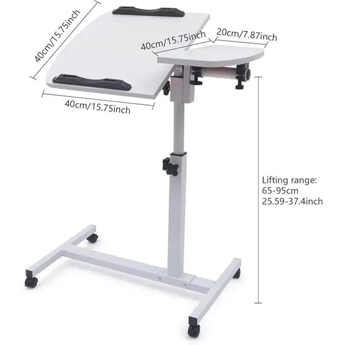Bureau de chevet, bureau pour ordinateur portable avec tiroirs, 360 ° Planche rotative, doubles ba