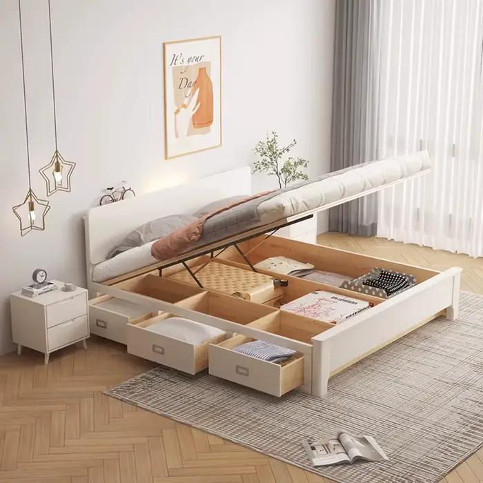 Cadre de lit King Size de luxe, Design minimaliste moderne, espace de rangement confortable, meubles