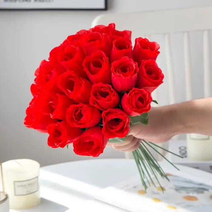 Vase Bouquet de Roses rouges, 10 pièces, pour décoration de maison, jardin, mariage, couronnes décor