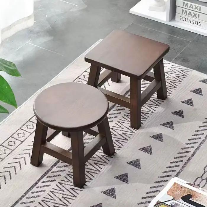 Petit tabouret chinois moderne en bois massif de couleur noyer, tabourets à langer pour chaussures d