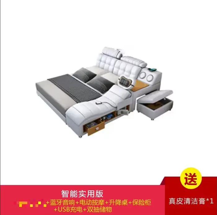 Lit de rangement esthétique multifonction King Size 150x200cm avec cadre et tête de lit, mobilier de
