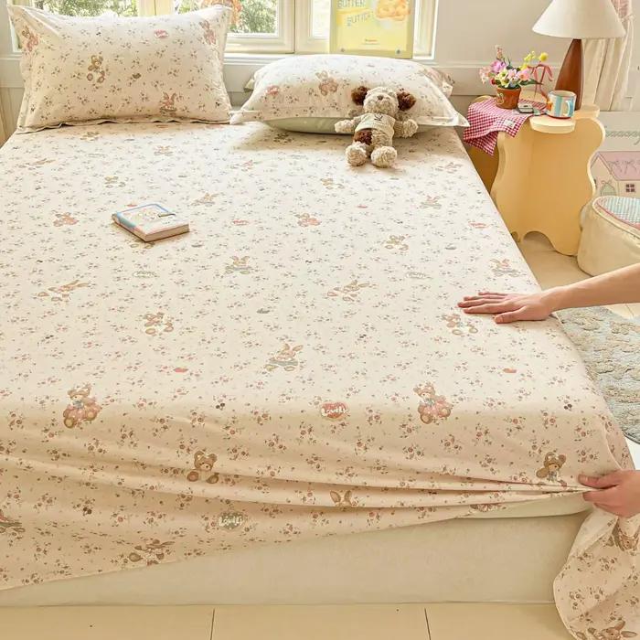 Drap de lit 100% coton pour lit simple ou double, doux, respectueux de la peau, imprimé floral, drap