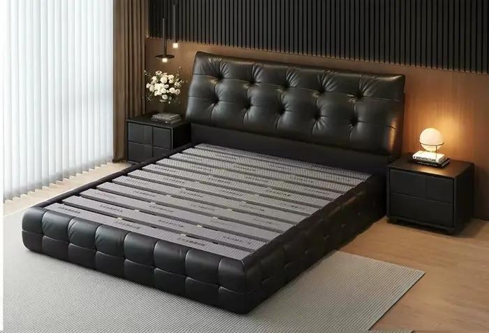 Cadre de lit double moderne italien haut de gamme pour chambre principale, 150x200, 180x200, 200x220