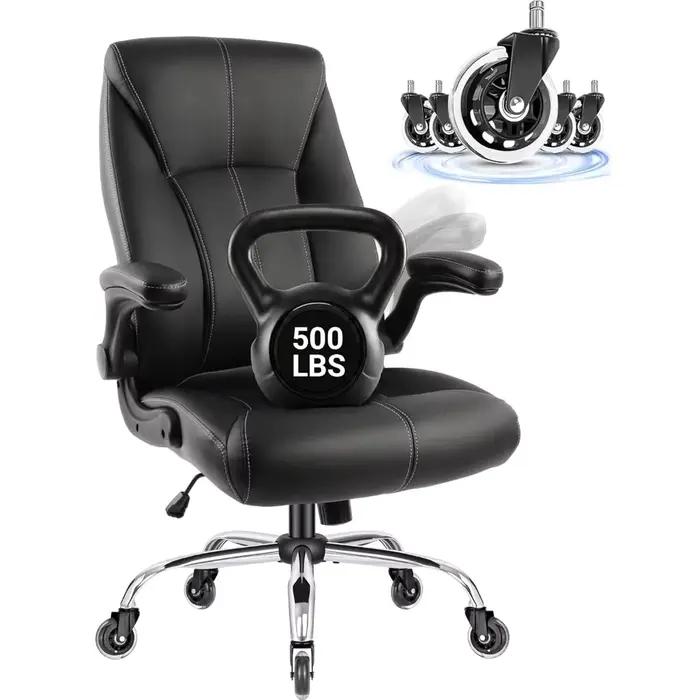 Chaise de bureau grande et haute pour personnes corpulentes, chaise de bureau exécutive en cuir PU à