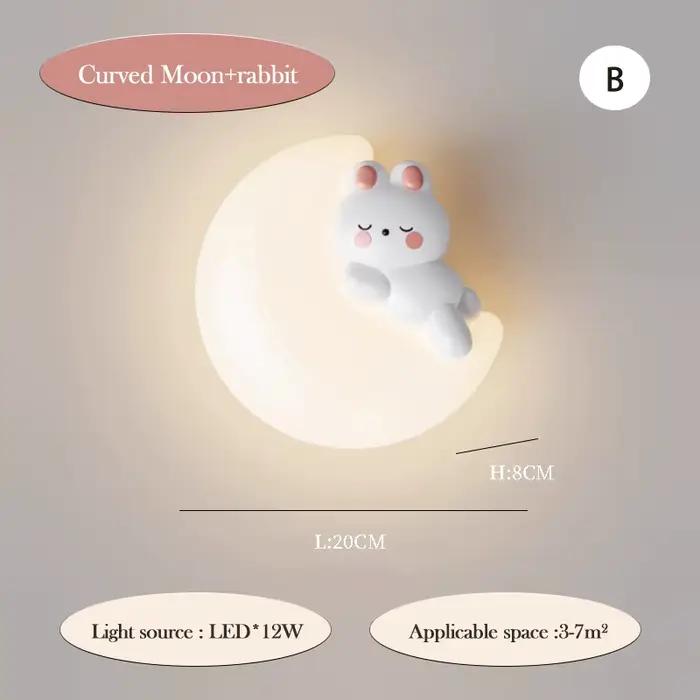 Mignon chambre d'enfants chevet applique ours lapin nuage lampe créative crème Style chambre de bébé