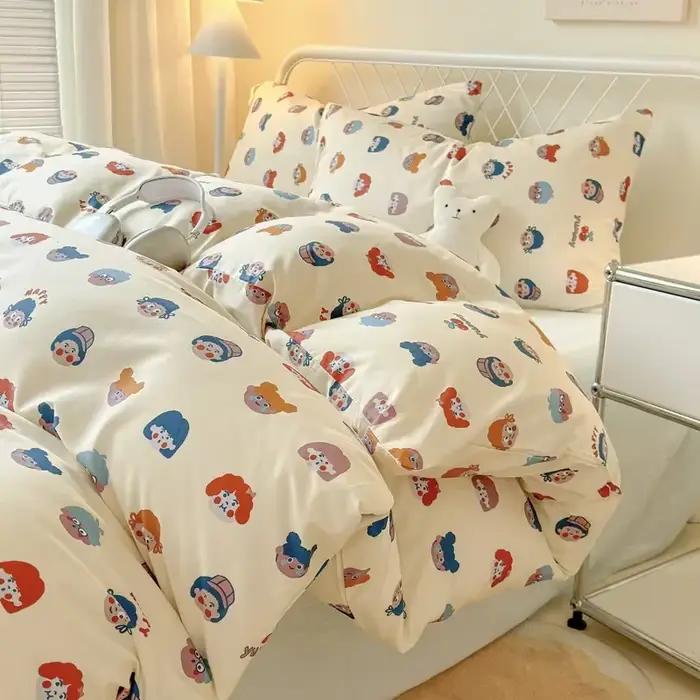 Ensemble de literie imprimé réactif Queen, ensembles de draps de lit, polyester lavé, doux, housse d