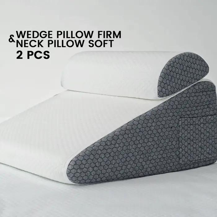Paquet de 2 oreillers compensées de lit en mousse à mémoire de forme/oreiller de cou pour dos, jambe