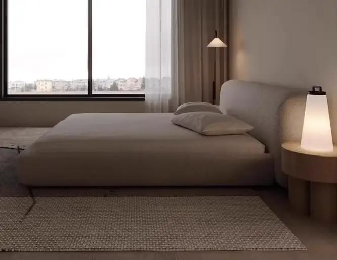 Crème Morden lit de luxe reine minimaliste multifonctionnel lit couchage français Letto matrimoniale