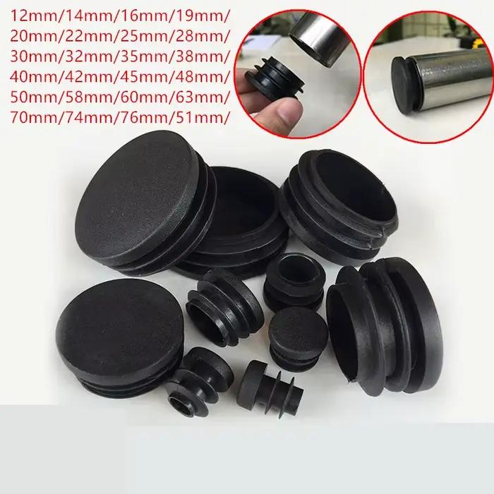 Bouchon d'extrémité rond en plastique noir, Inserts de Tube, bouchon d'insertion pour pied de chaise