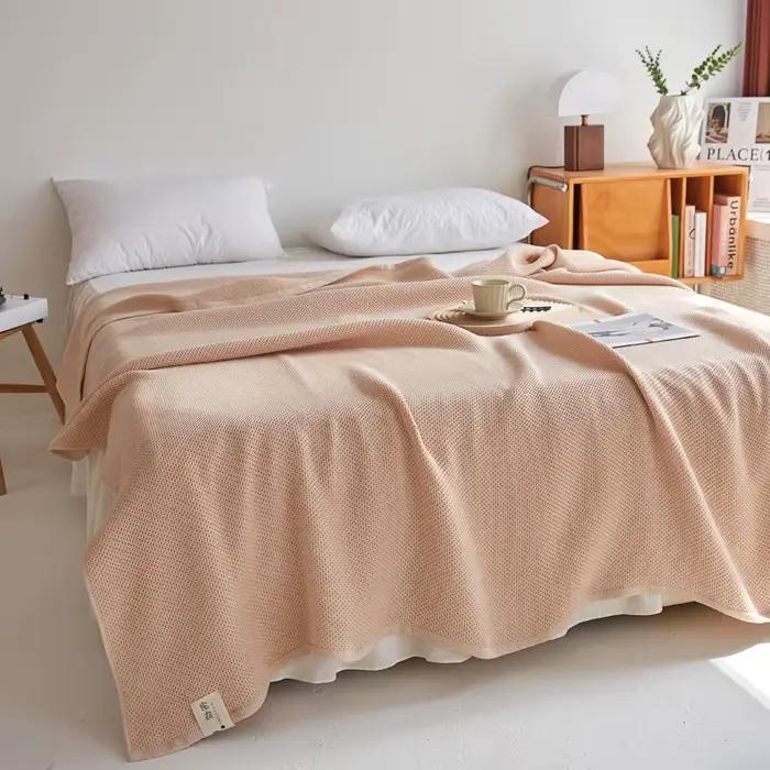 Couverture en coton à carreaux gaufré fin pour lit, serviette de gaze, couette, couvre-lit matelassé