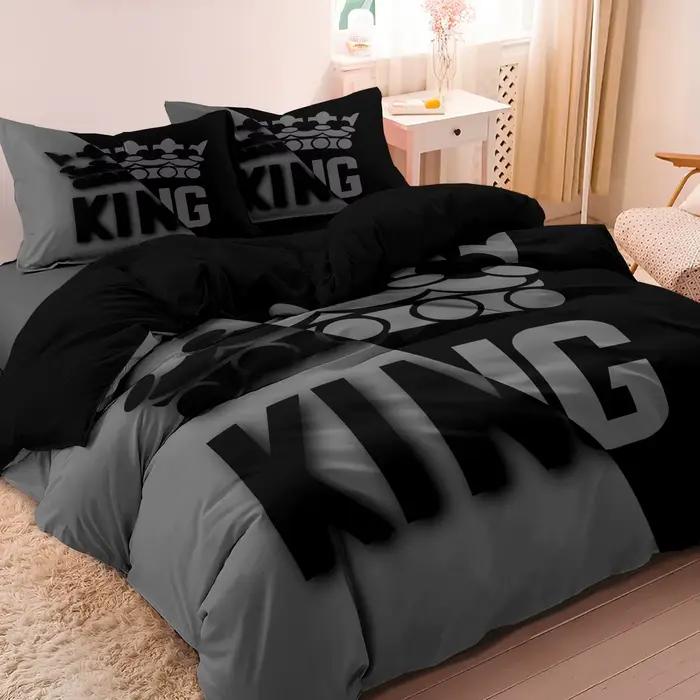 Ensemble de housse de couette à motif de lit King & Queen, 3 pièces, doux et confortable, décoration