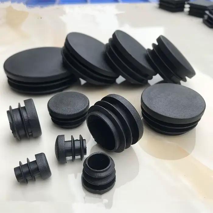 Bouchon d'extrémité rond en plastique noir, Inserts de Tube, bouchon d'insertion pour pied de chaise