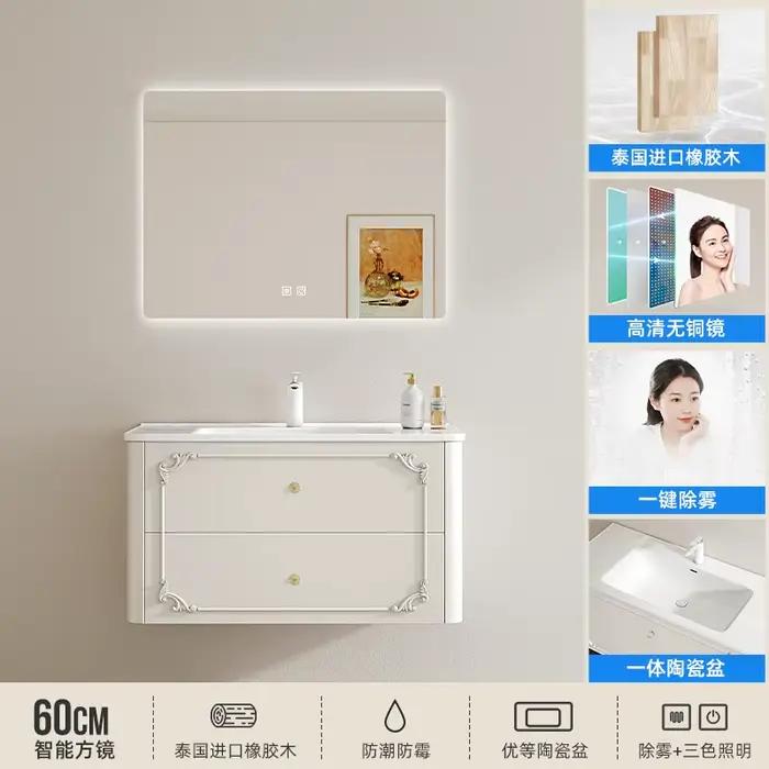Armoire de salle de bain européenne de luxe, organisateur de miroir, évier minimaliste, Designs de v