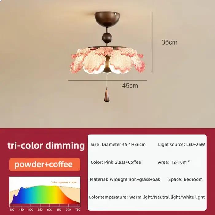 Plafonnier LED de chambre médiévale, Lustre Fleur Magique, Pétale de Verre Créatif, Nouvelles Lampes