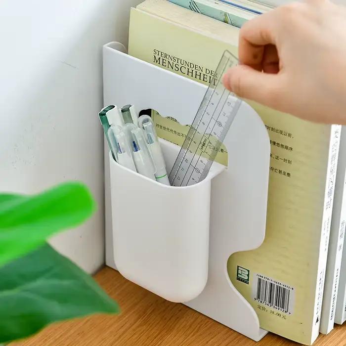 Support de livre rétractable avec porte-stylo, étagère créative pour étudiants, rangement de bureau