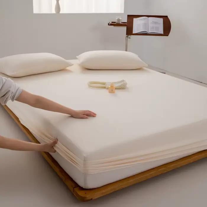 Drap-housse en coton doux, taille simple, double, king, queen, avec bande élastique, drap de lit, li