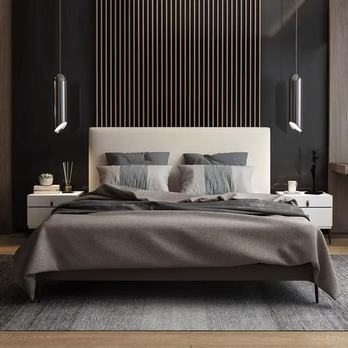 Cadres De lit De chambre à coucher modernes, têtes De lit minimalistes Queen, accessoires De meubles