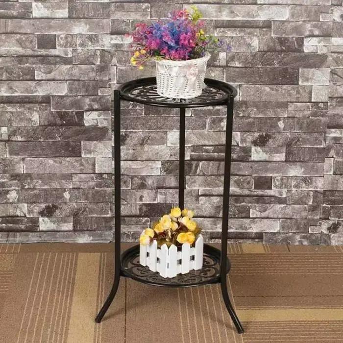 Étagère de support de plante en métal élégant à deux couches, porte-plante en pot, supports de pot d