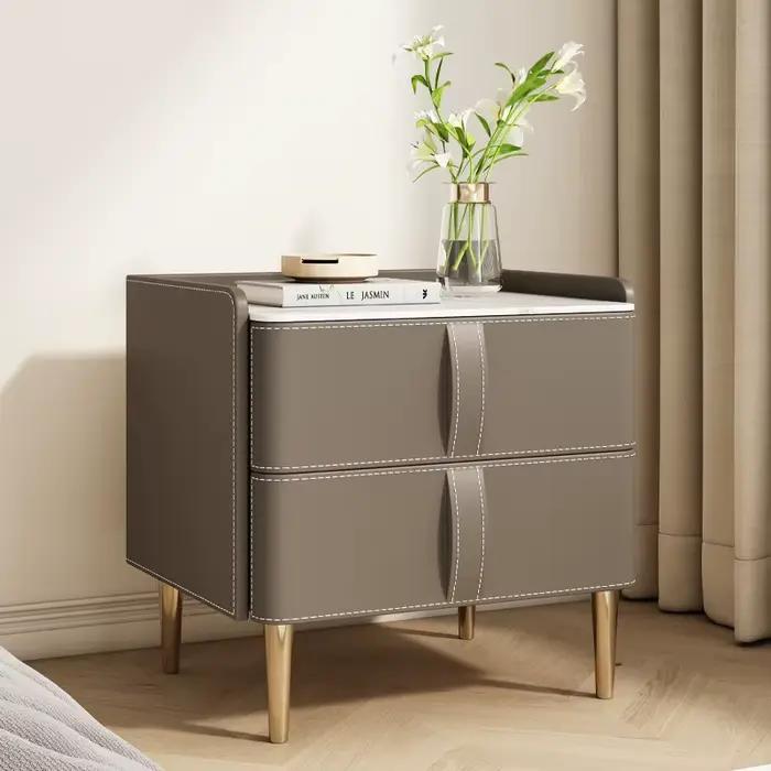 Table De chevet classique italienne avec rangement, Table De chevet Glamour éclectique neutre avec s