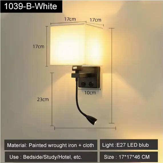 LED lampe de chevet 2.0 USB 3W Spot tissu nordique moderne éclairage intérieur pour chambre lecture
