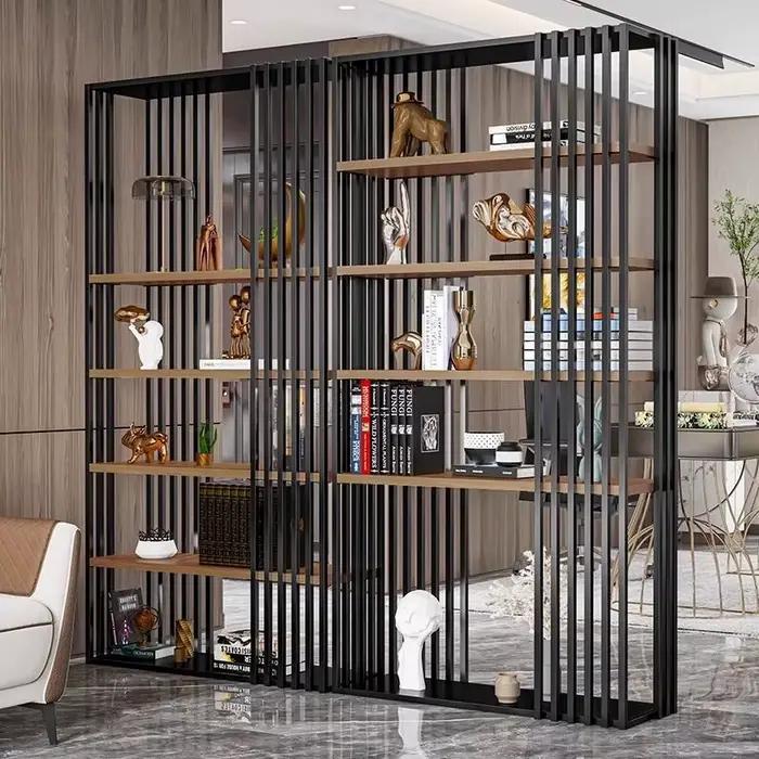 Étagère de séparation en fer forgé, bibliothèque multicouche au sol pour bureau, présentoir d'écran,