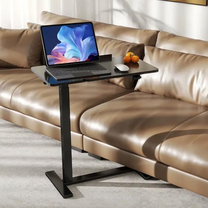 JHK Bureau de chevet rabattable avec roulettes et plateau inclinable, hauteur réglable, table de lit
