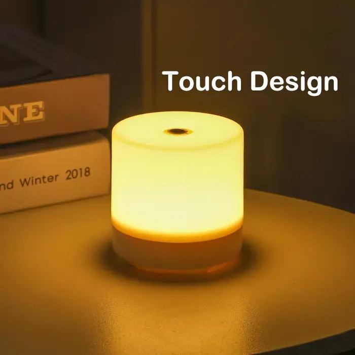 Lampe de chevet LED tactile Rechargeable, 3 couleurs, USB, gradation continue, veilleuse, Protection