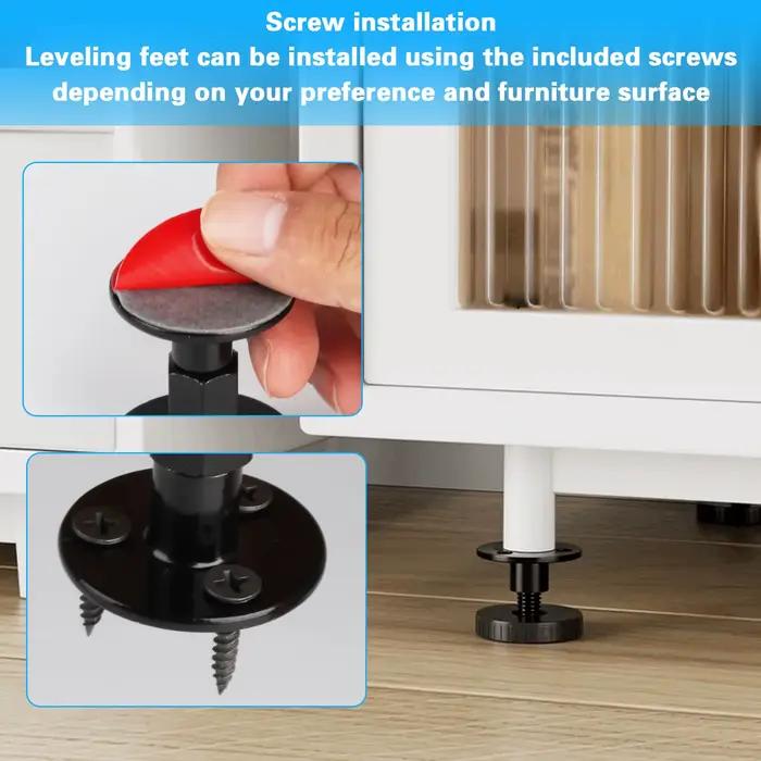Paquet de 4 pieds de meubles réglables (27-64 mm) – Pieds de nivellement pour canapé/table/armoire,