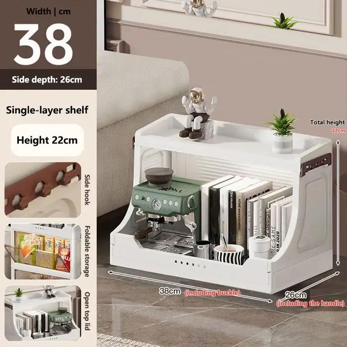 Armoire de rangement sur pied multicouche, couvercle pliable en plastique, organisateur de salle de