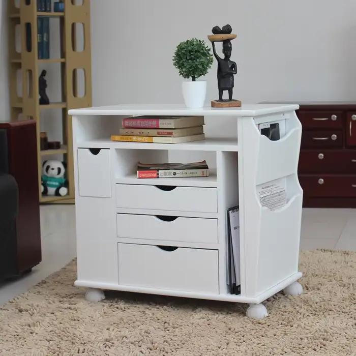 Table de Chevet Minimaliste Amusante, Grille Foncée, Rangement Discret au Sol, Table de Chevet Uniqu