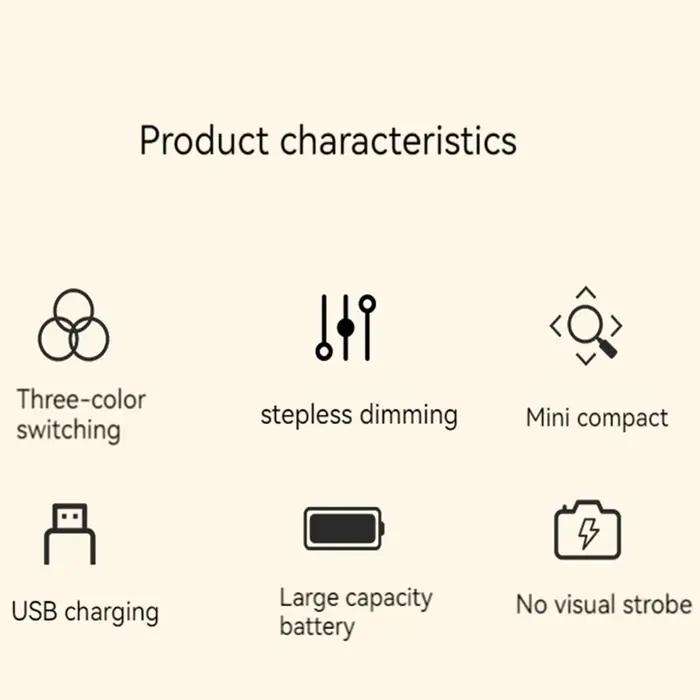 Lampe de chevet LED tactile Rechargeable, 3 couleurs, USB, gradation continue, veilleuse, Protection