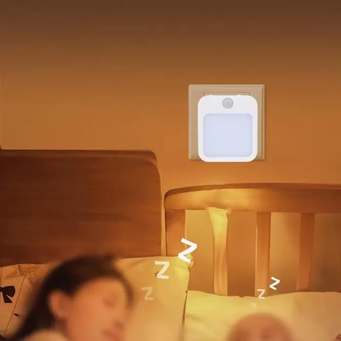 Veilleuse avec capteur de mouvement et lumière LED, prise EU/US, lampe de nuit sans fil pour enfants