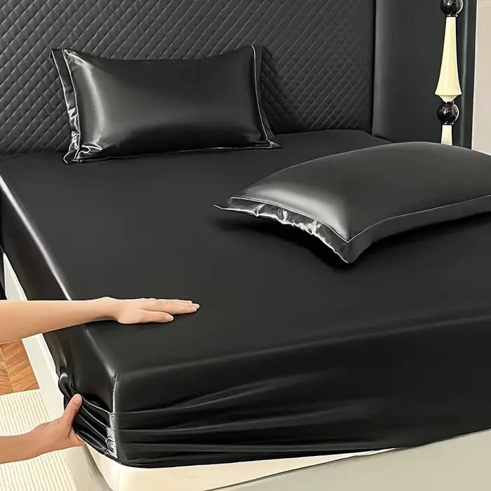 Ensemble de draps-housses en Satin de luxe, 3 pièces, doux, confortable, respirant, couleur unie, en