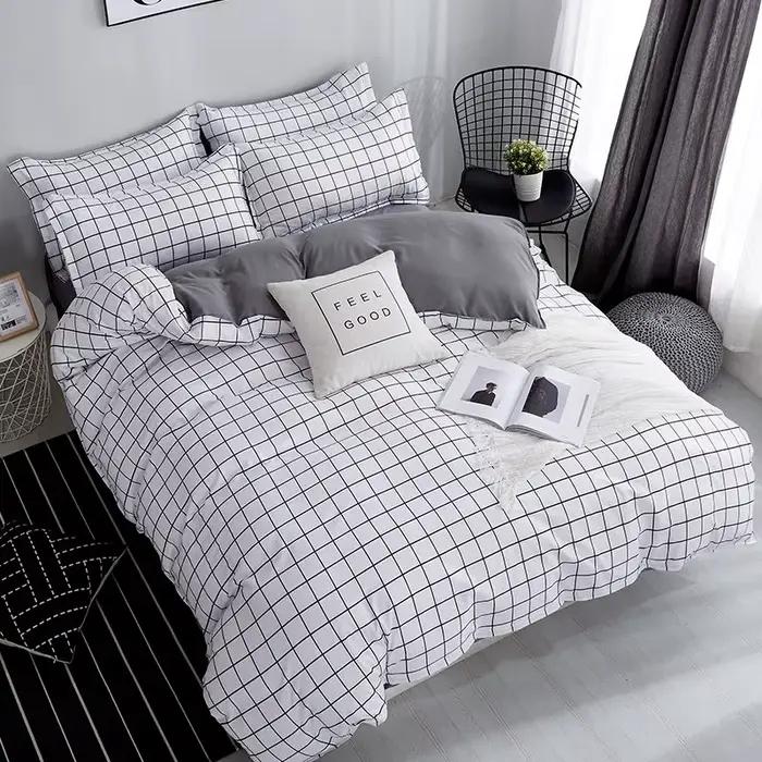 Bonenjoy-Parure de lit Queen Size en microcarence, ensemble de literie imprimé réactif, plaid noir e
