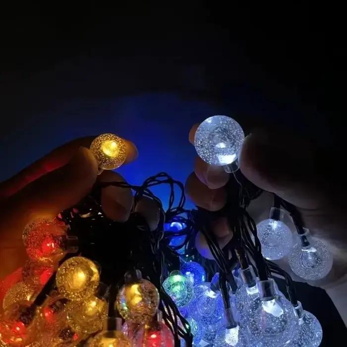 Guirxiété solaire étanche pour décoration de jardin, lumière dégradée, globe en cristal, extérieur,