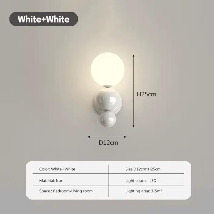 Chambre chevet mur LED lampe en forme de perle blanc couleur contrastée escalier couloir applique mu