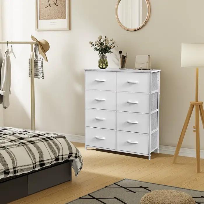JIAN-Armoire de Rangement pour Chambre d'Enfant, 8 Tiroirs de Proximité en Tissu, Cadre en Acier, Pl