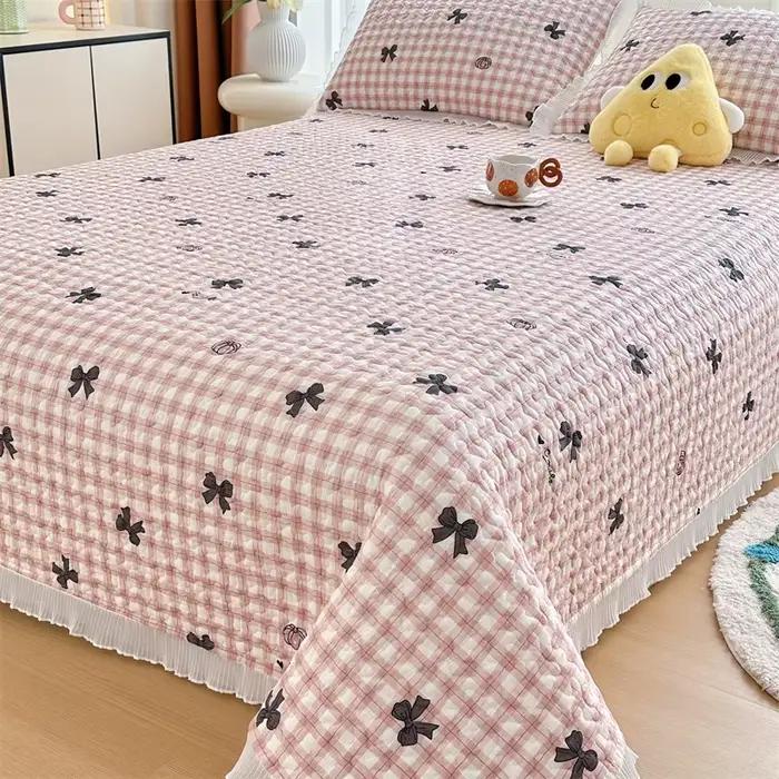 Couvre-lit épais de style floral, linge de lit pour la maison, double chat, adultes, chambre d'enfan