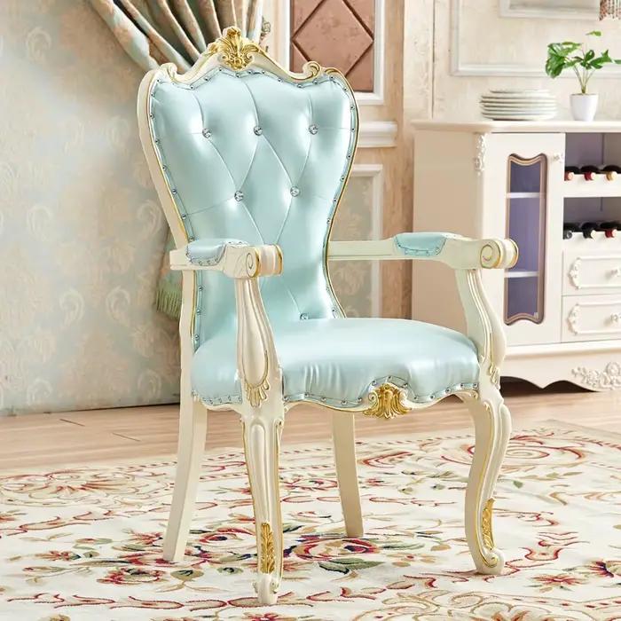 Chaise de salle à manger européenne en bois massif, trône paresseux de princesse, chaise longue de l
