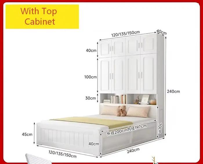 Lit Tatami Multifonctionnel en Bois Massif pour Enfants avec Bureau Intégré et Armoire – Lit de Rang