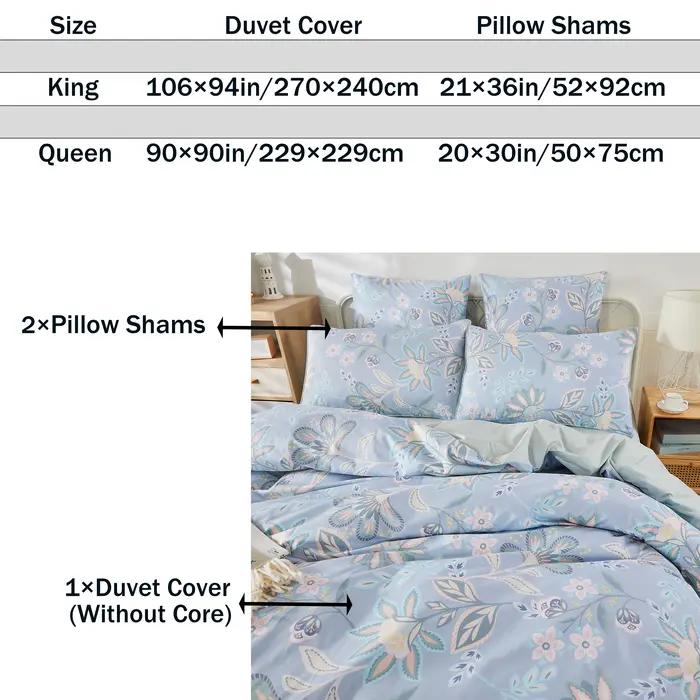 Ensemble de housse de couette 3 pièces 600TC 100% coton égyptien, luxe Boho Paisley Floral, doux pou