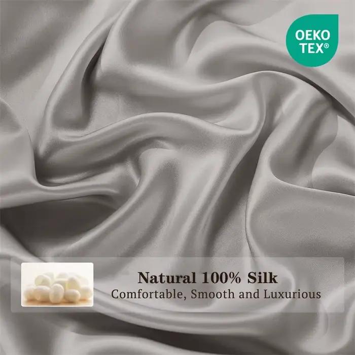 Drap plat en soie de mûrier naturelle 1 pièce, couleur unie, drap de lit haut de gamme, linge de lit
