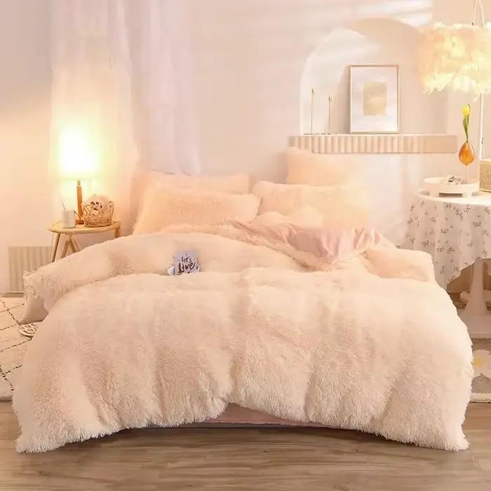 Ensemble de housse de couette en peluche luxueuse 3/4 pièces – Literie confortable et douce, parfait