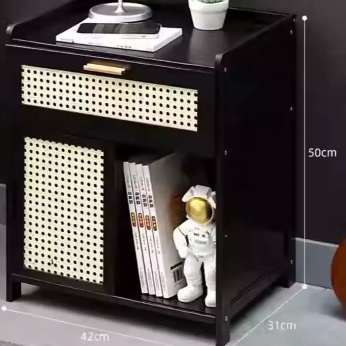  Table de chevet minimaliste moderne – Armoire de rangement de chevet en bois massif avec tiroir, d
