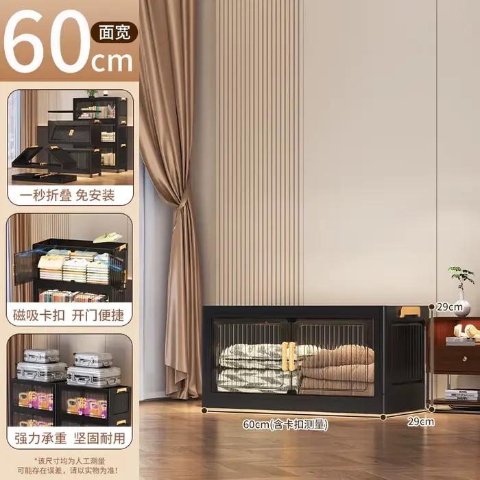 Armoire de rangement pliable en plastique avec double porte, verrou magnétique, cadre empilable, rou