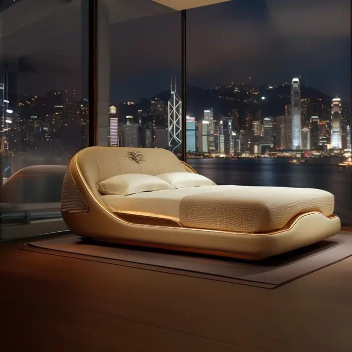 Cadre de lit moderne de style élégant pour chambre à coucher, design de luxe, idéal pour les amoureu