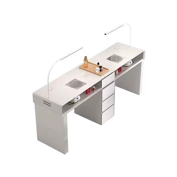 Table à ongles classique de luxe avec dessus en marbre moderne et léger, bureau à ongles nordique, T