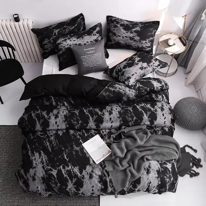 Ensemble de housse de linge de lit Sudoku, motif noir, taille King, Queen, Double, Twin, Single