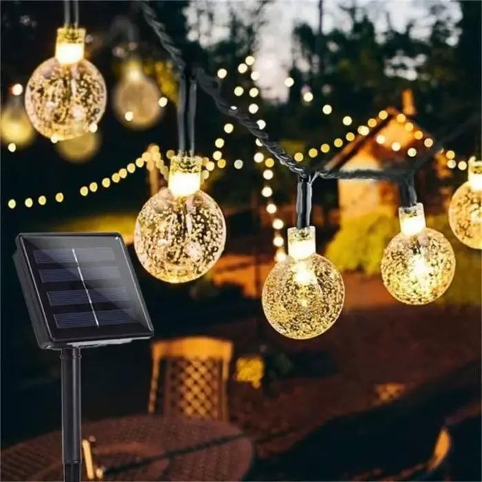 Guirxiété solaire étanche pour décoration de jardin, lumière dégradée, globe en cristal, extérieur,